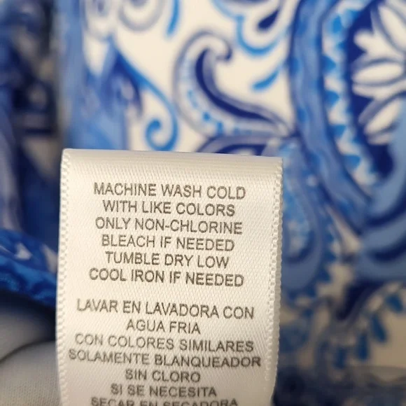 Julian Taylor Blue & White A-Line Midi Dress Size 12 - Picture 12 of 12